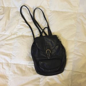 Black genuine leather backpack
