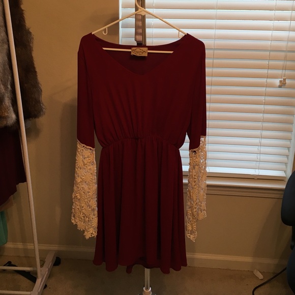 Maroon/lace dress