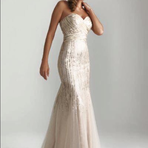 Gold sequin prom dress