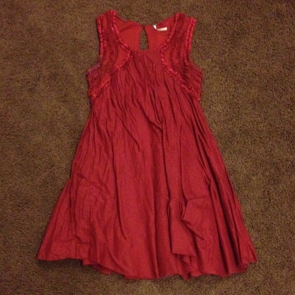 Red Free People Ruffle Dress Size S