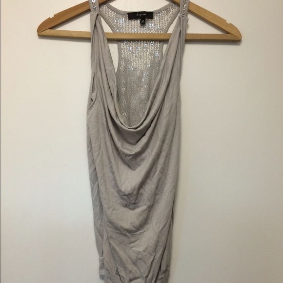 Silver grey sequin back tank