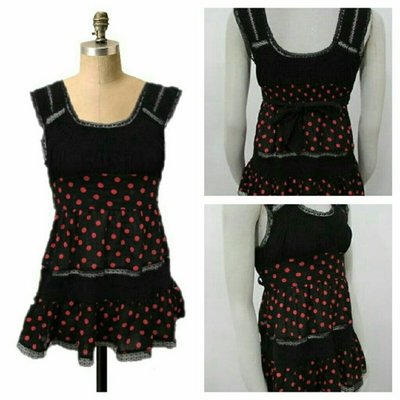 FREE PEOPLE Black & Red Polka Dot Party Top!!