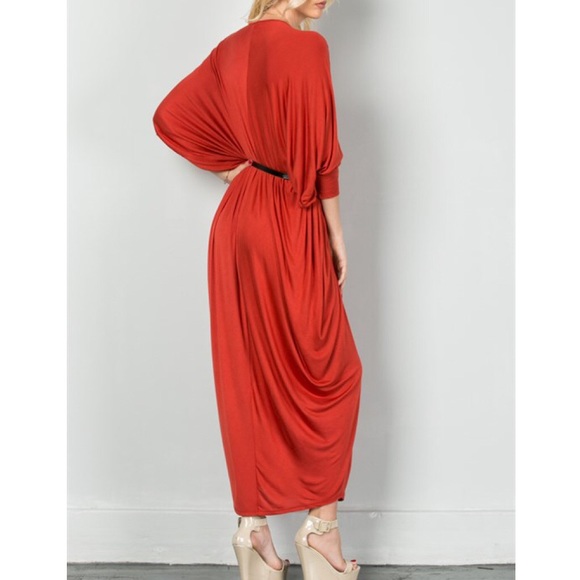"Trombone" Belted Dolman Sleeve Maxi Dress - Picture 4 of 4