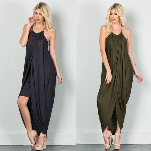 "At Last" Draped Front Maxi Dress - Picture 2 of 3