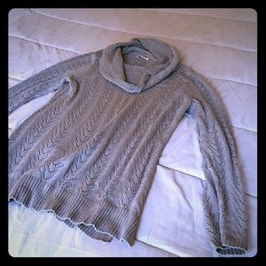 Tunic or sweater dress open knit cowl neck sweater