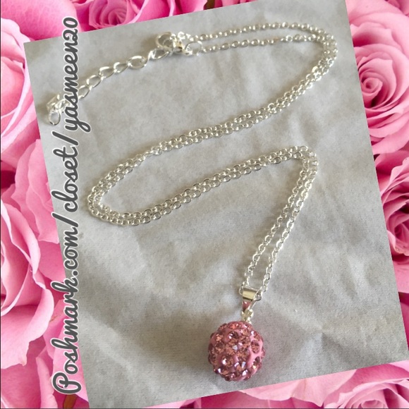 New Pink, Sterling Silver Shamballa Necklace - Picture 2 of 2