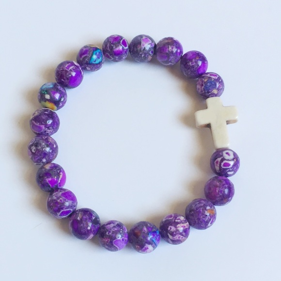 Immeasurably More Jewelry - Purple small cross bracelet