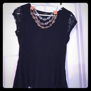 Black "lace" peplum top!