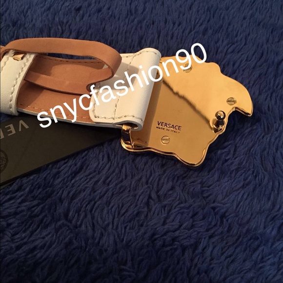 Authentic New Versace white belt with Gold buckle main image 4