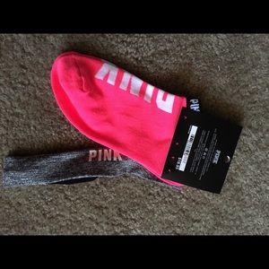 Pink socks with a gym headband