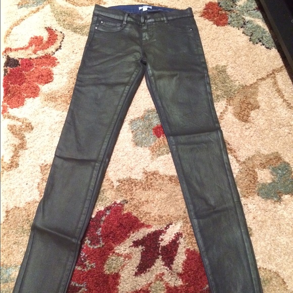 New York & Co Coated Black Skinny Jeans