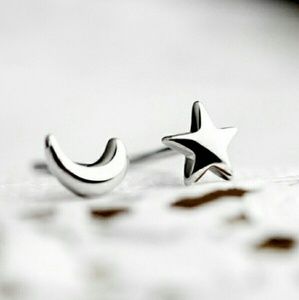 Dainty Sterling Silver Moon and Star Earrings