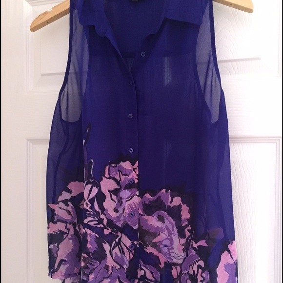 Guess Tops - Guess sheer sleeveless top with floral print