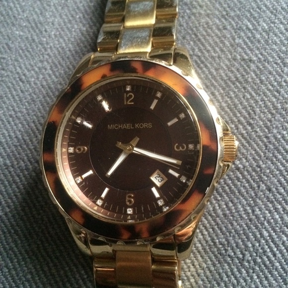 Michael Kors Gold Watch with Tortoise Shell Detail