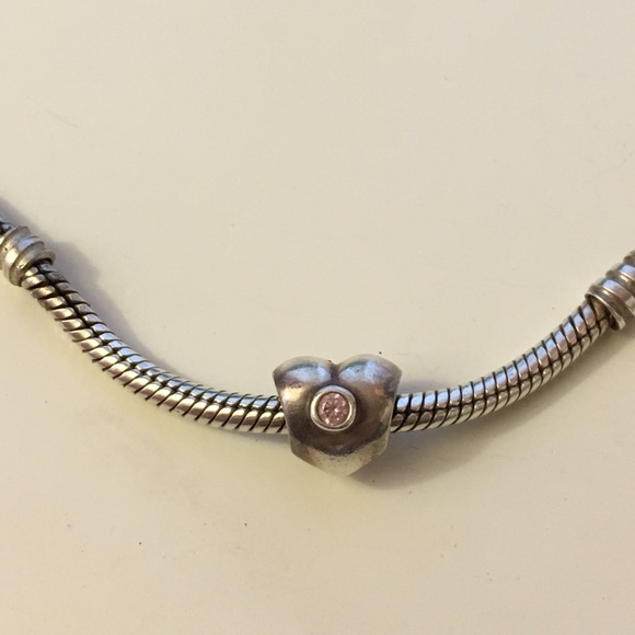 Pandora heart charm with pink gemstone