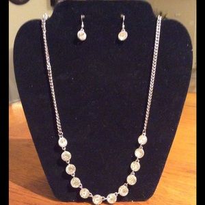 Rhinestone Necklace & Earring Set $25