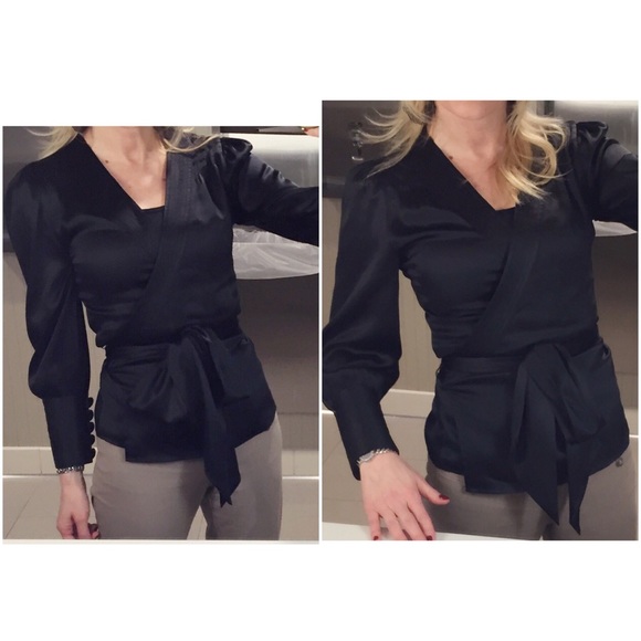 Diane von Furstenberg Tops - DVF black wrap blouse