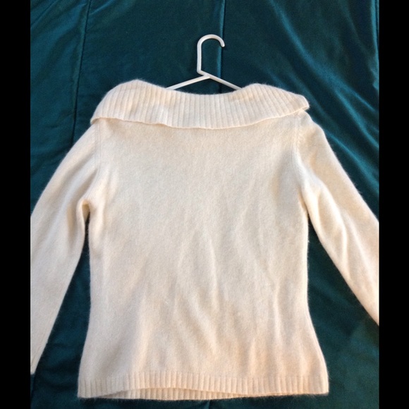 Cream Angora off the shoulder sweater - Picture 2 of 3