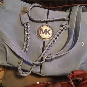 Nice big bag baby blue and brown bag