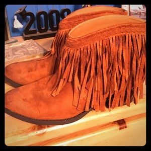 Brown/Tan Fringe Booties