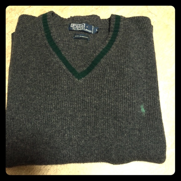 Gray Polo Ralph Lauren Mens Sweater Large