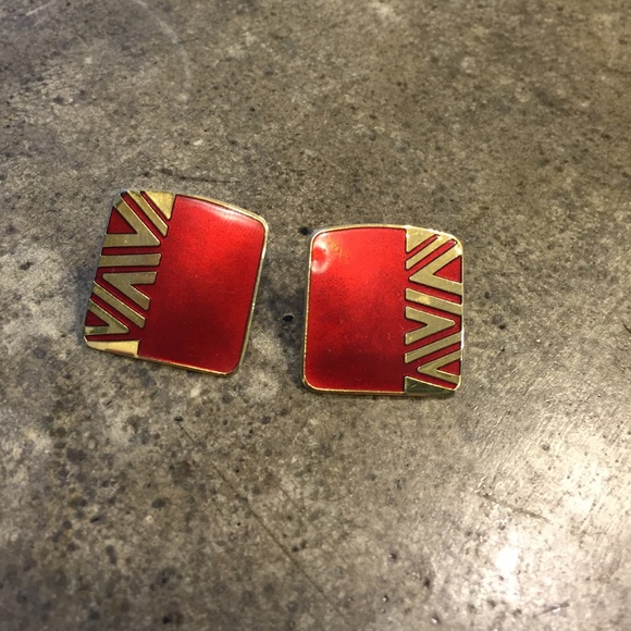 ❤️Vintage square Laurel Burch signed earrings