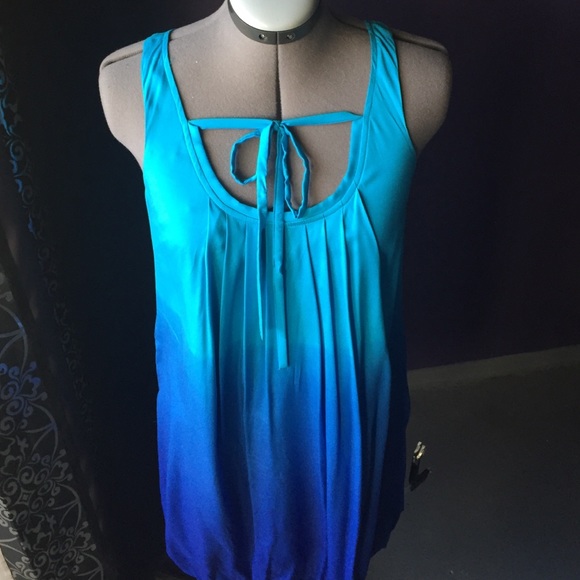 Express Ocean Blue Ombre Bubble Dress - Picture 1 of 3