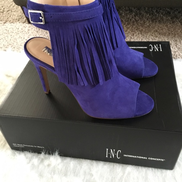 FINaL PRICe💥I-N-C Blue Fringe Heels- - Picture 2 of 4