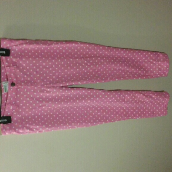 Pink polka dot capris