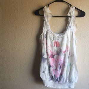 Sheer floral tank top!