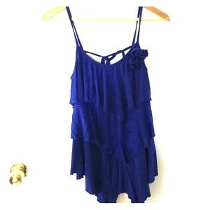 Cute tiered blue tank top