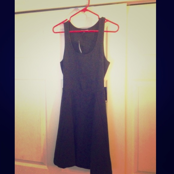 New express black skater dress cut out back