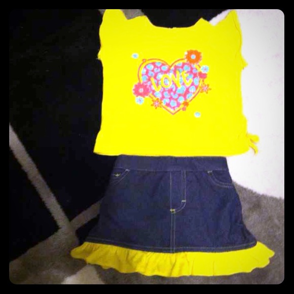 Cute toddler girl 3t NWOT shirt and skort denim