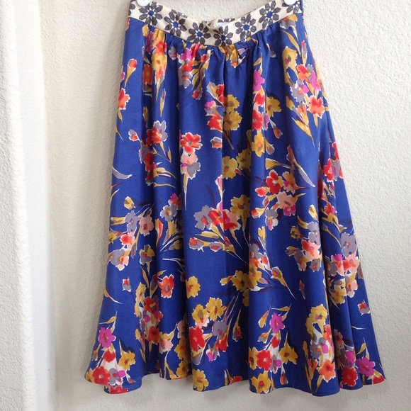 Anthropologie silk floral skirt