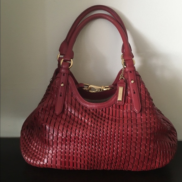 Cole Haan Weave Leather Hobo Triangle Satchel.