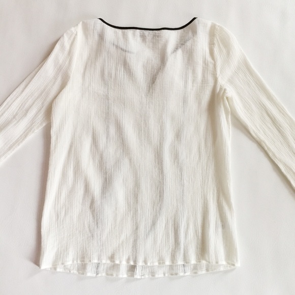 Loft Embroidered Tie Neck Peasant Top - Picture 2 of 4