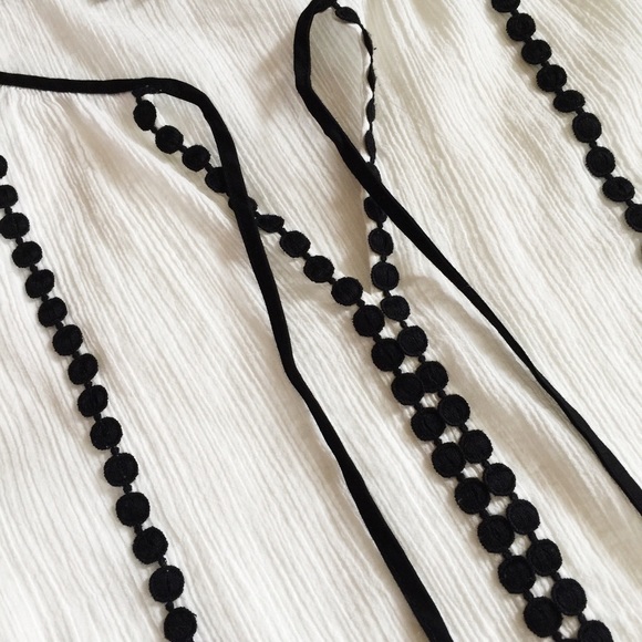 Loft Embroidered Tie Neck Peasant Top - Picture 3 of 4