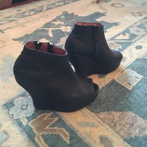 Jefferey Campbell Leather Wedge Open-toed Bootie