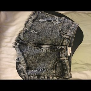 High waist grey jean shorts