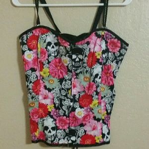 Skull and Roses Corset Top