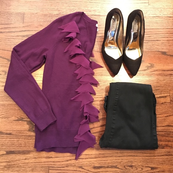 NY&Co Purple long sleeve cardigan Sweater