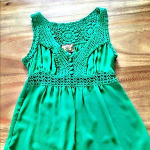 Beautiful Green Crochet detailed tank.