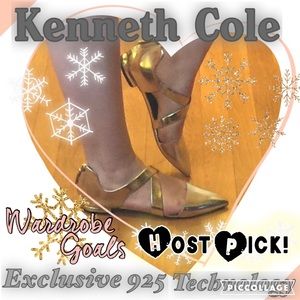 🍾HP🍾Kenneth Cole 925 Silver/Gold Leather Flats