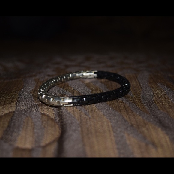 Silver and black bracelet
