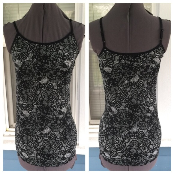 Apt. 9 Tops - APT. 9 Black/Gray Patterned Camisole Top