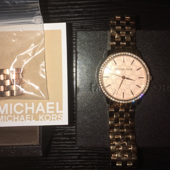 Rose Gold Crystal MK Logo Women's Watch - Picture 4 of 4