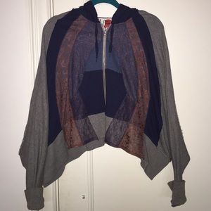 Free People lace patterned zip up