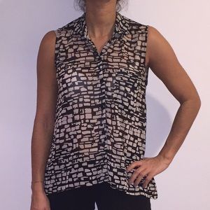 Silk Forever 21 button down sleeveless top