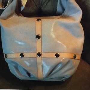 Pulicati sky blue/gray bag tan accents