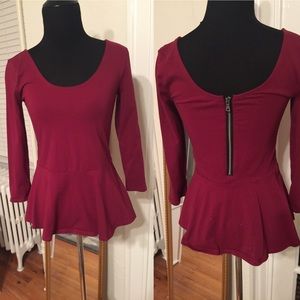 maroon Express peplum top
